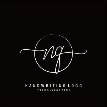 NQ Initial handwriting logo design Illustrazione stock