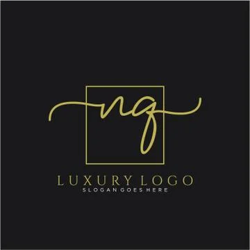 NQ Initial handwriting logo design Stock Illustration