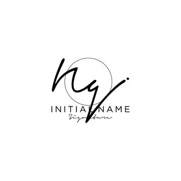 NQ Initial handwriting logo design Stock Illustration