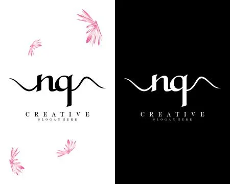 Nq, qn script font letter logo design template vector Illustrazione stock