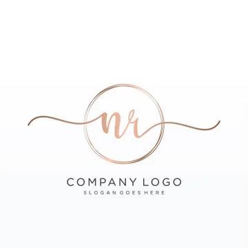 NR Initial handwriting logo design Stock Illustration
