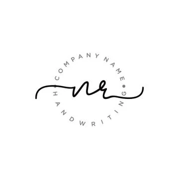 NR Initial handwriting logo design Stock Illustration