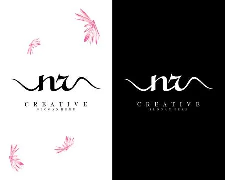 Nr, rn script font letter logo design template vector Illustrazione stock