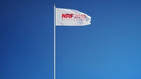 NRF flag waving in slow motion against blue sky, editorial animation. Stock Footage 93700620