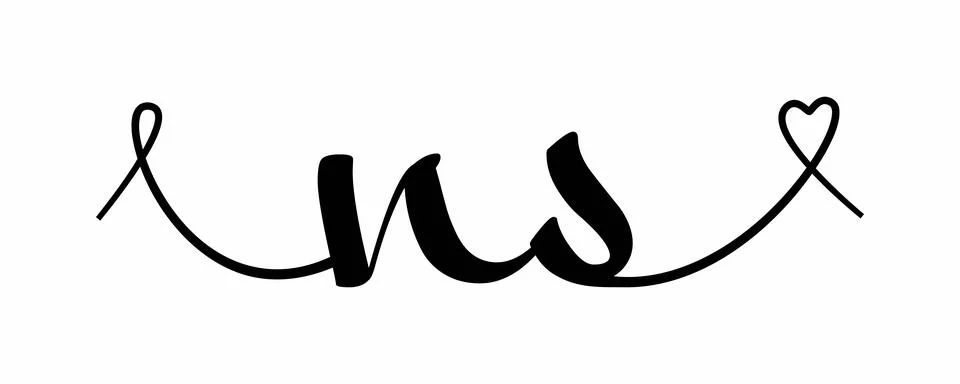 NS initial wedding monogram calligraphy vector illustration. Hand drawn let.. Stock Illustration