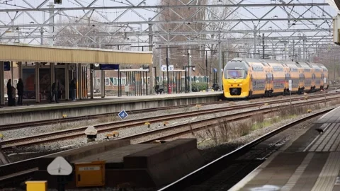 Ns train coming into Leiden central 動画素材 329499584