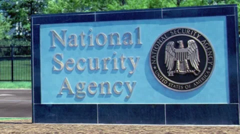 NSA (National Security Agency) sign jib shot Fort Meade (Ft. Meade) Stock Footage
