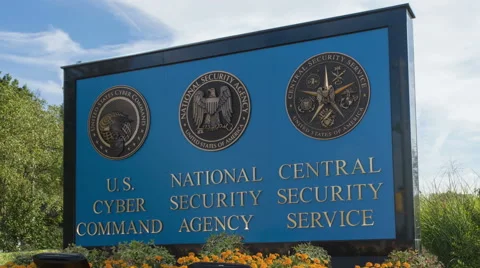 NSA-US Cyber Command-Central Command Sign Jib Shot Video stock 57570460