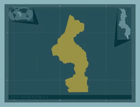 Nsanje, Malawi. Solid color shape. Locations of major cities of the region 스톡 일러스트