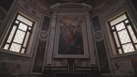 Nside Interior of the Basilica of Our Lady of the Rosary in Pompeii. Stock Footage 275074967