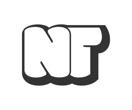 NT logo, bubble comic lettering, rounded in graffiti style black and white .. Stock Illustration