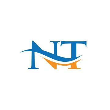 NT Logo design vector. Swoosh letter NT logo design Stock Illustration