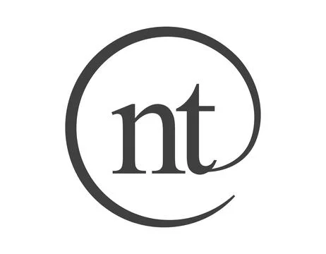 NT logo from two letter with circle shape email sign style. N and T round l.. Stock Illustration
