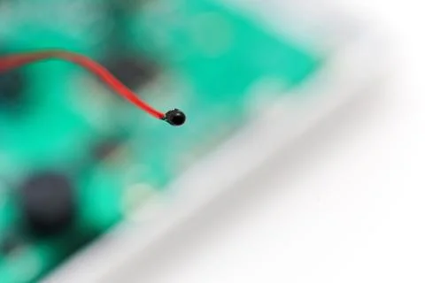 NTC thermistor sensor used in ambient temperature measurement process Stock Photos
