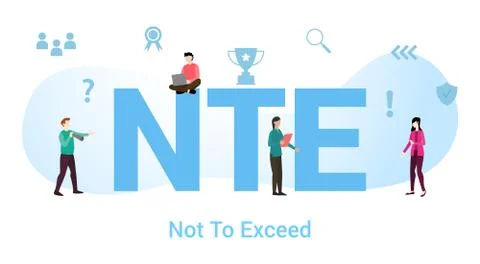 Nte not to exceed concept with big word or text and team people with modern f Stock Illustration