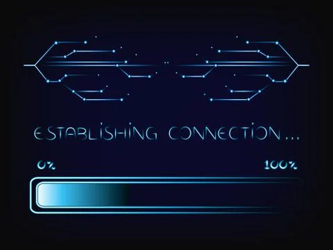 Nternet connecion lines with progress bar loading, vector Illustrazione stock