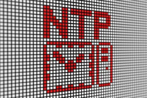 NTP text scoreboard blurred background 3d illustration Stock Illustration