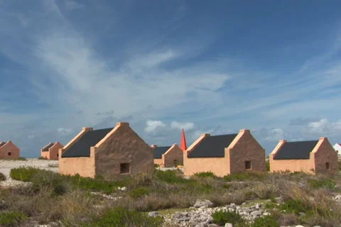 NTSC: Red Slave Huts Stock Footage 153514
