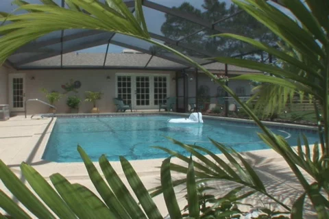 NTSC: Residential pool Stock Footage 418954