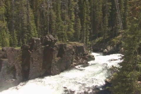 NTSC: River &amp; falls - pan left Stock Footage 93811