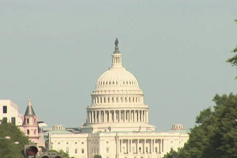 NTSC: US Capitol &amp; Pennsylvania Avenue Stock Footage 93053