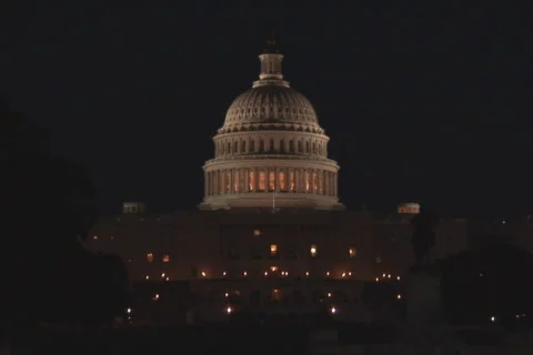 NTSC: US Capitol - tilt down at night Stock Footage 92847