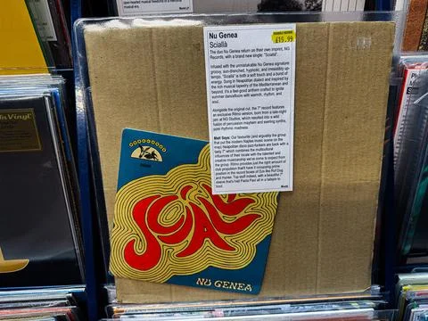 Nu Genea Scialla vinyl album 2014 nu jazz record sleeve with colorful psych.. Stock Photos