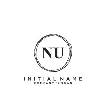 NU Initial handwriting logo design Stock Illustration