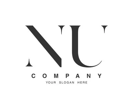 NU logo design. Initial letter n and u serif font style. Creative classic c.. Stock Illustration