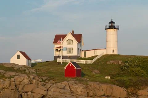 Nubble Light sunset Stock Photos