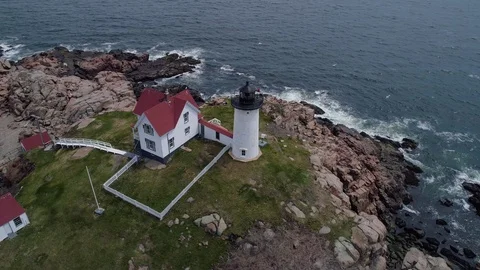 Nubble Lighthouse - Aerial Orbit  Vídeos de archivo 75166567