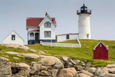 Nubble Lighthouse on Cape Neddick Foto stock