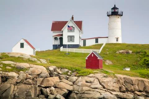 Nubble Lighthouse on Cape Neddick Stock Photos