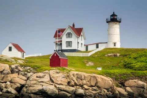 Nubble Lighthouse on Cape Neddick Stock Photos