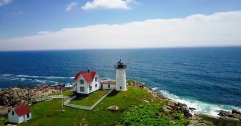 Nubble Lighthouse Vídeos de archivo 76944704