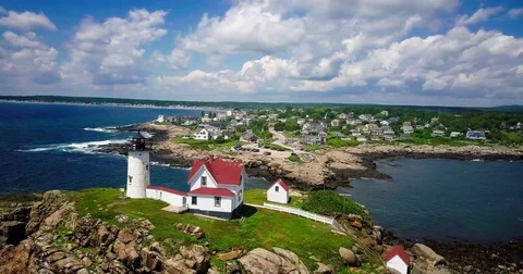 Nubble Lighthouse Vídeos de archivo 76945223