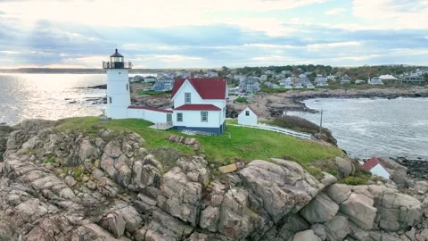 Nubble Lighthouse in Maine Video stock 253341314