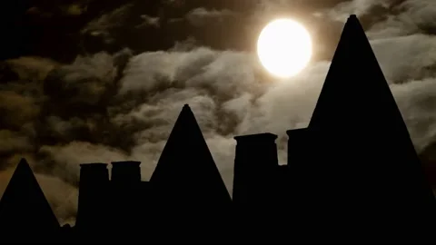 Nubian Pyramids by Night, Time Lapse with Dark Atmosphere, Fog, Smoke, Full Moon Stock Footage 169175389