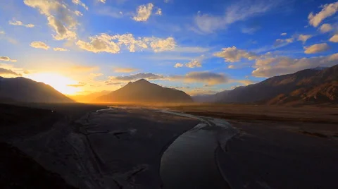 Nubra valley at sunset Stock Footage 40258027