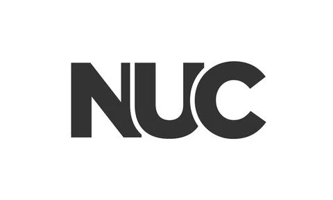 NUC logo design template with strong and modern bold text. Initial based ve.. Stock Illustration