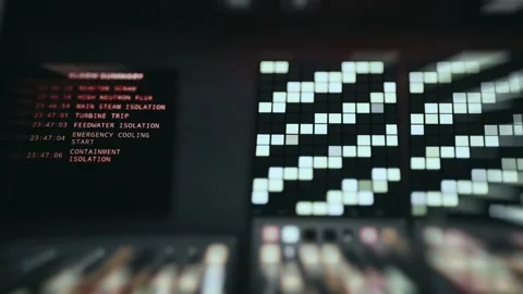 Nuclear Alarm Event Grid on Control Console Stock Footage 338335014