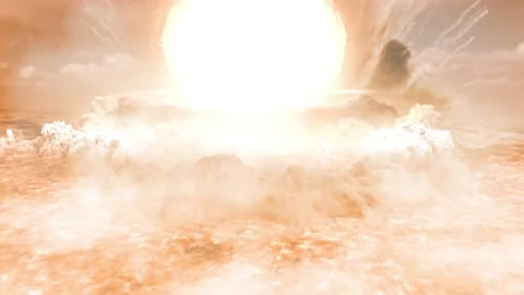 Nuclear Atom Explosion over Jerusalem City, Aerial view Stock Footage 162039739