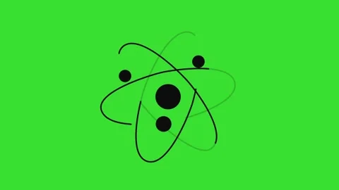 Nuclear Atom Icon. Chroma Key Green Screen Motion Graphic Animation. Video stock 325329878