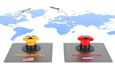 Nuclear atom lunch buttons US an Russia Stock Illustration
