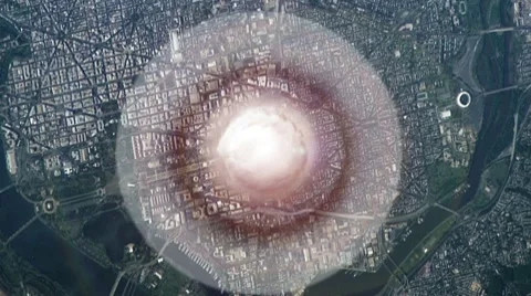 Nuclear (Atomic) Blast over Washington, DC, the Nation's Capitol Stock Footage 8997731