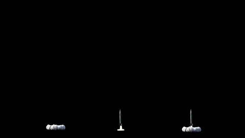 Nuclear ballistic rocket, complex. Launch rocket, dust. Isolate. Realistic 4k Stock Footage 84835088