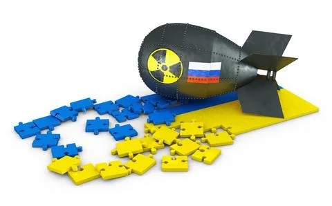 Nuclear bomb and puzzles Illustrazione stock