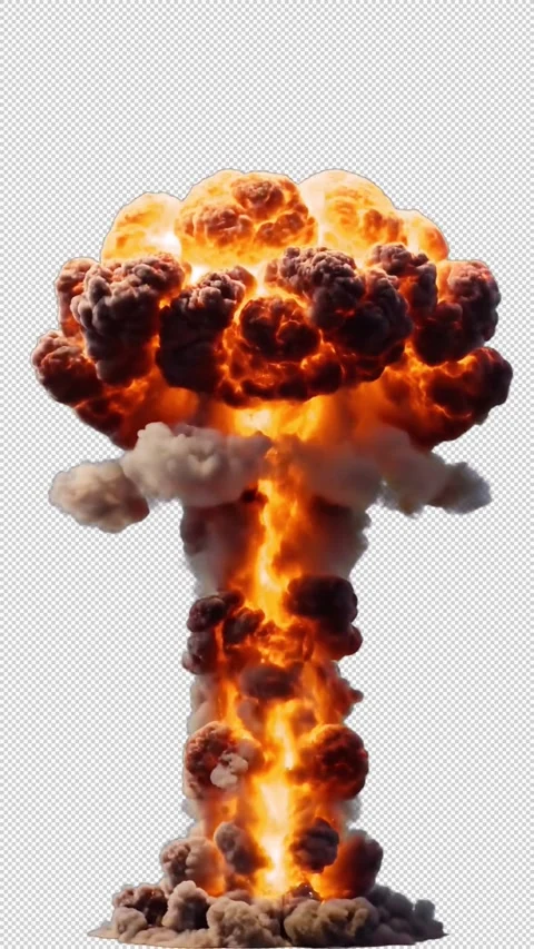 Nuclear bomb atomic explosion, created with help of Ai – with alpha channel. Video stock 331846950
