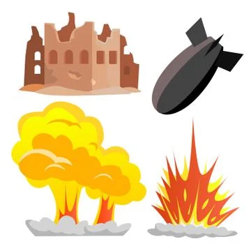 Nuclear Bomb Blast Vector. Icon. Military War Conflict. Isolated Flat Cartoon Stock Illustration