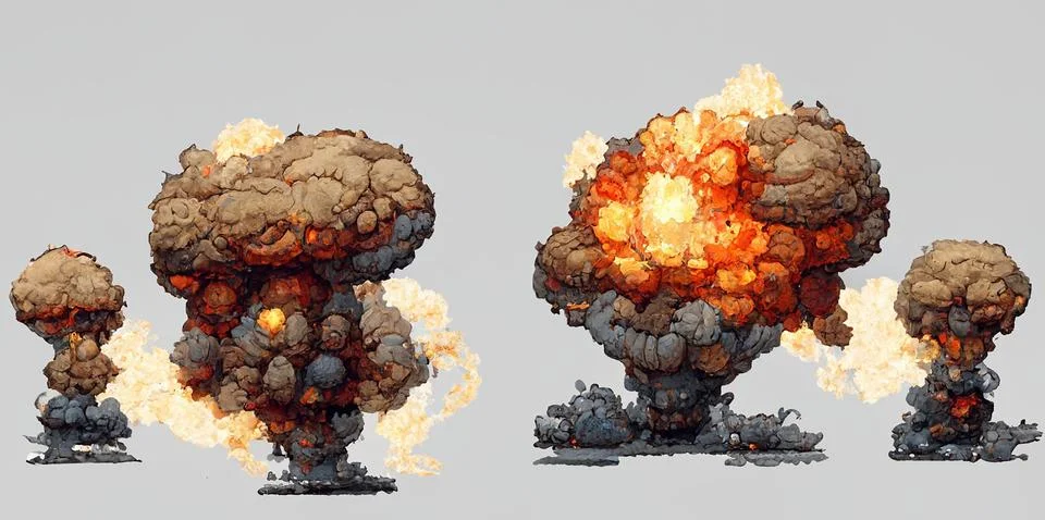 A nuclear bomb explosion. Bomb explosion in war. Stock Illustration